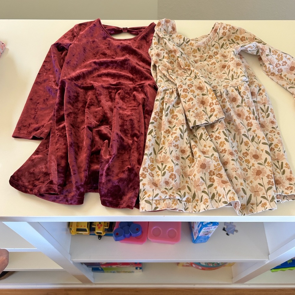 4T floral and Velvet Kids Dress Set